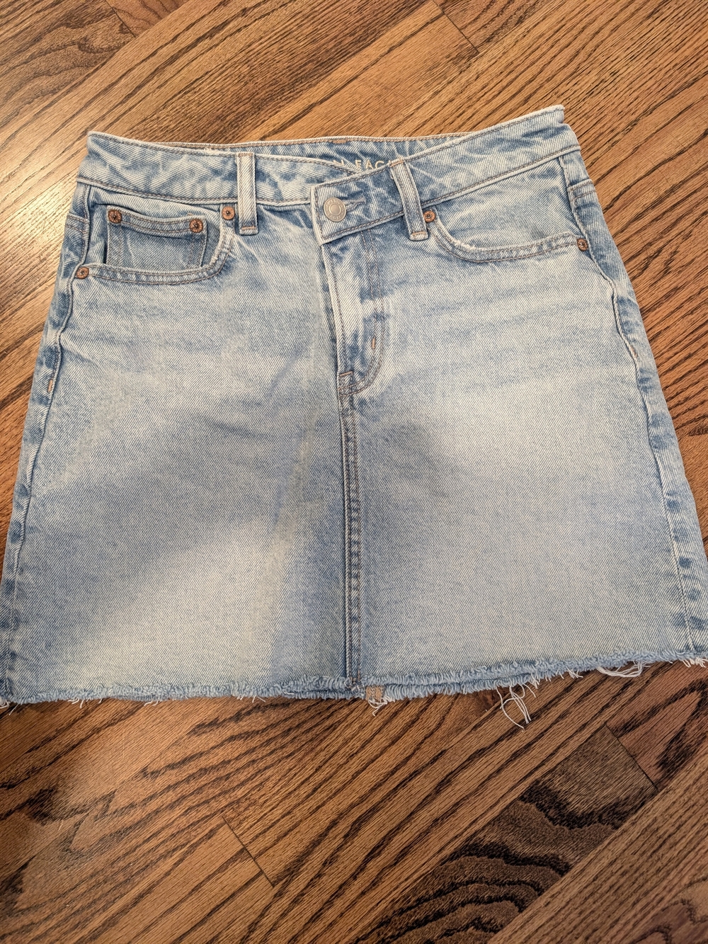 American Eagle Outfitters Light Wash Denim Mini Skirt - Raw Hem